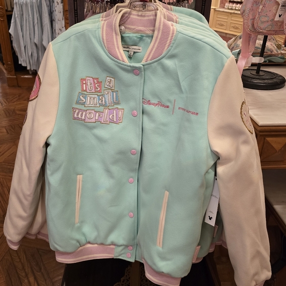 New Stoney Clover Lane Small World Varsity Jacket Coat Disney Embroidery Patch - Picture 8 of 10